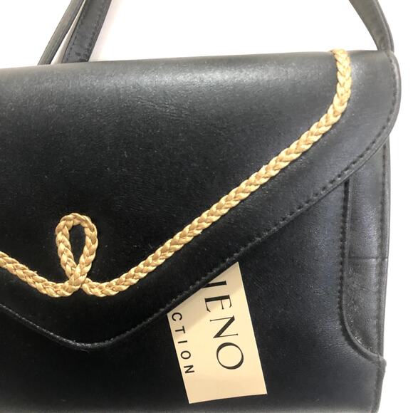 Bueno Collection Black Faux Leather Woven Rope Detail Classic Crossbody Bag - Picture 2 of 7